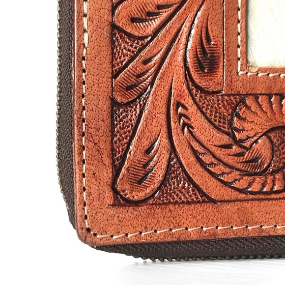 A50) New! Handmade genuine leather genuine
cowhide fur leather amazing wallet - Picture 6 of 6